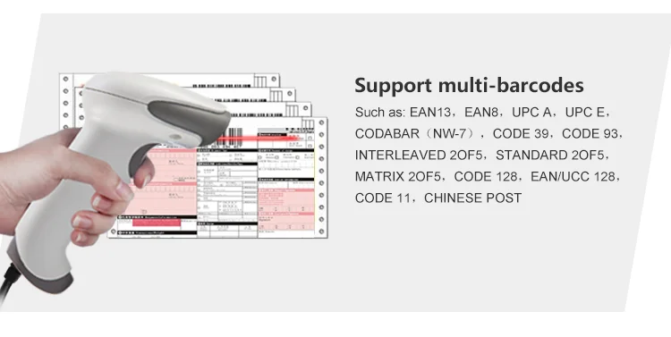 Barcode scanner portable 1d laser qr code reader scanner machine gun handed scanner