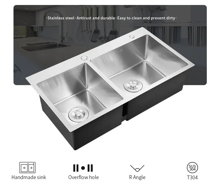 Modern Simple design portable custom size handmade undermount kitchen sink wholesale stainless steel