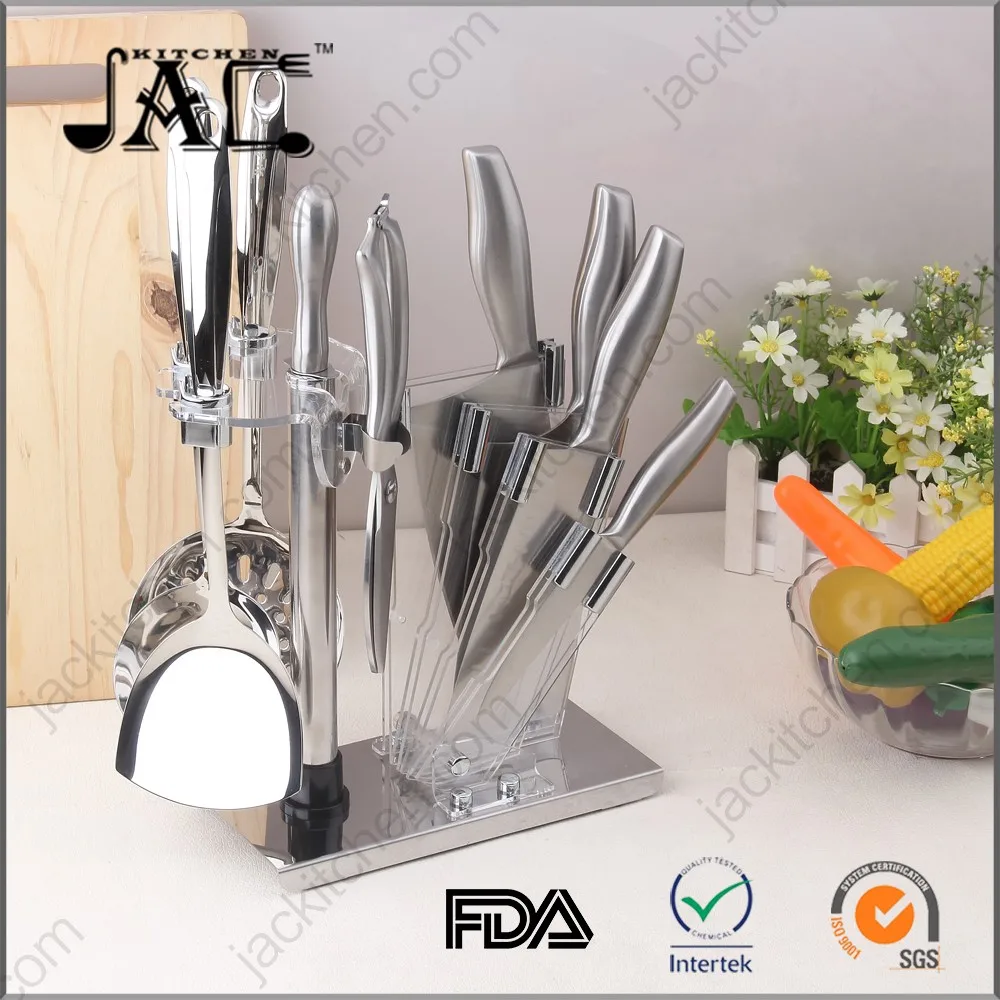 Professional Stainless Steel Kitchen Knife Set With Acrylic Stand