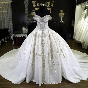 White Puffy Wedding Dress With Diamonds White Puffy Wedding Dress