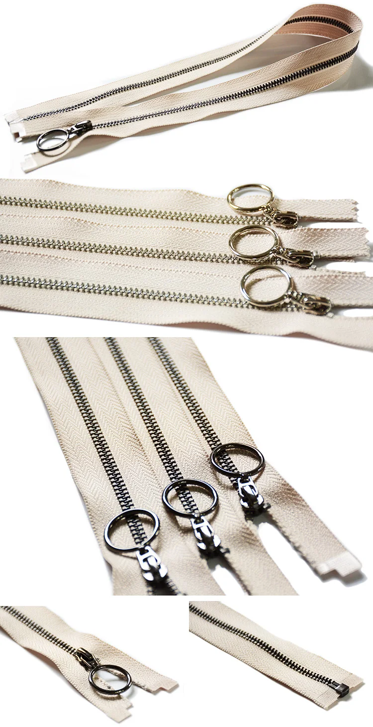 Garment Fancy Zipper Metal Brass Zip With Circle Slider Close End Rose