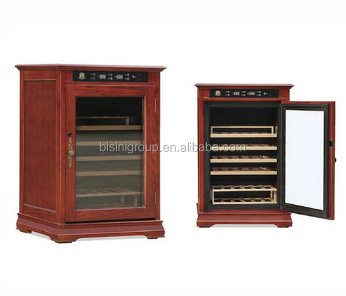 Bisini Solid Oak Wood Wine Cooler Cabinet Wine Bar Cabinet With