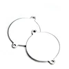 Round shape two hole pendant stainless steel engravable for bracelet stainless steel blank engraving plates pendants for jewelry