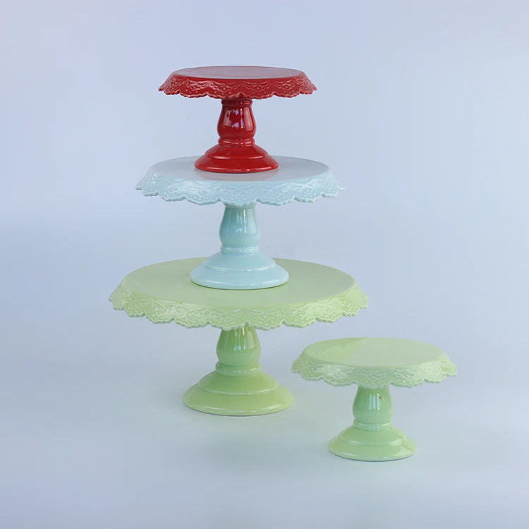 Vintage Color Glazed Ceramic Cake Pedestal Plate Stands Buy Vintage