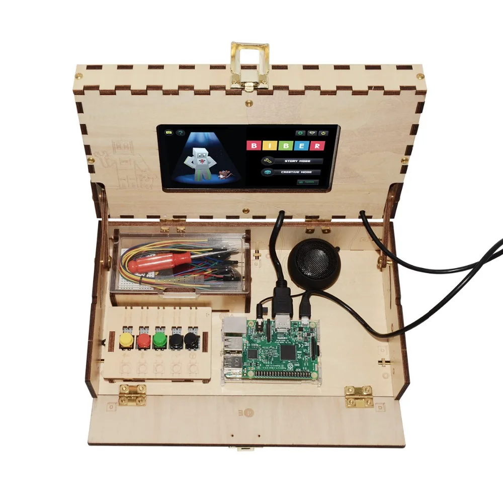 Educational Wifi Downloadable Wooden Case Toy Computer Kit For Kids