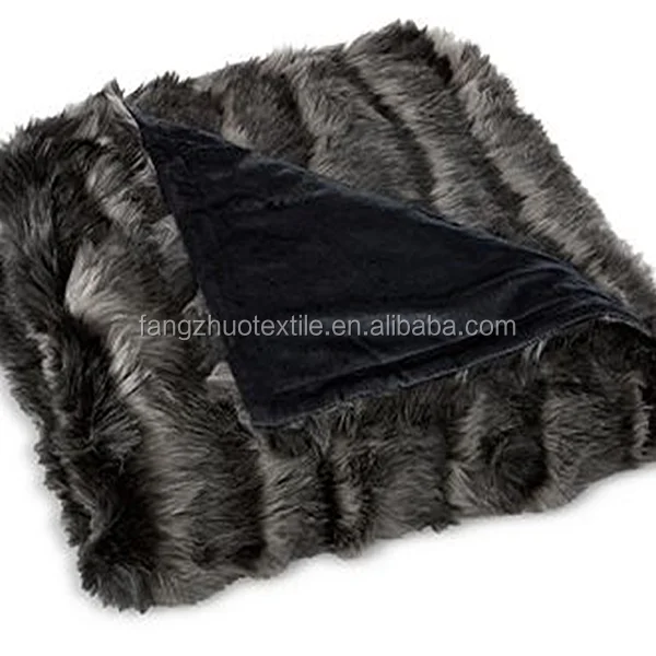 Polyester Microfiber Mink Blanket Faux Fur Throw Reversible Blanket