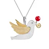 925 Sterling Silver Creative Flying Pigeon with Fruits Fresh Water Pearl Jewelry Pendant For Women Wholesale