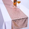 Hot sale customized gold embroidery rose gold sequin table runner