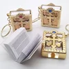 Catholic religious ornament Mini Gold Holy Bible Book Religious Cross Keychain