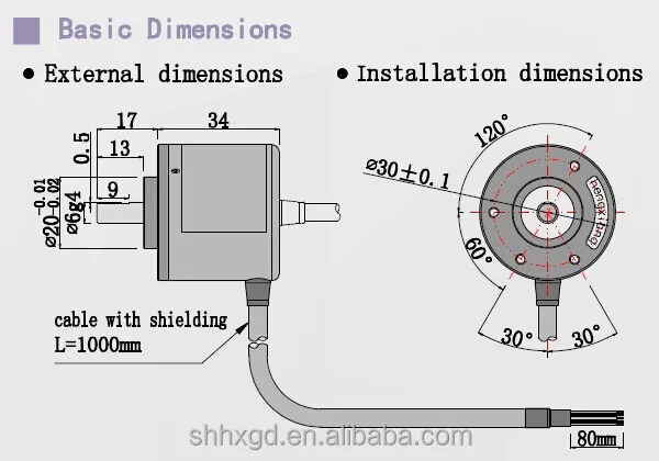 Incremental rotary solid shaft S38-J Series 500 ppr encoder