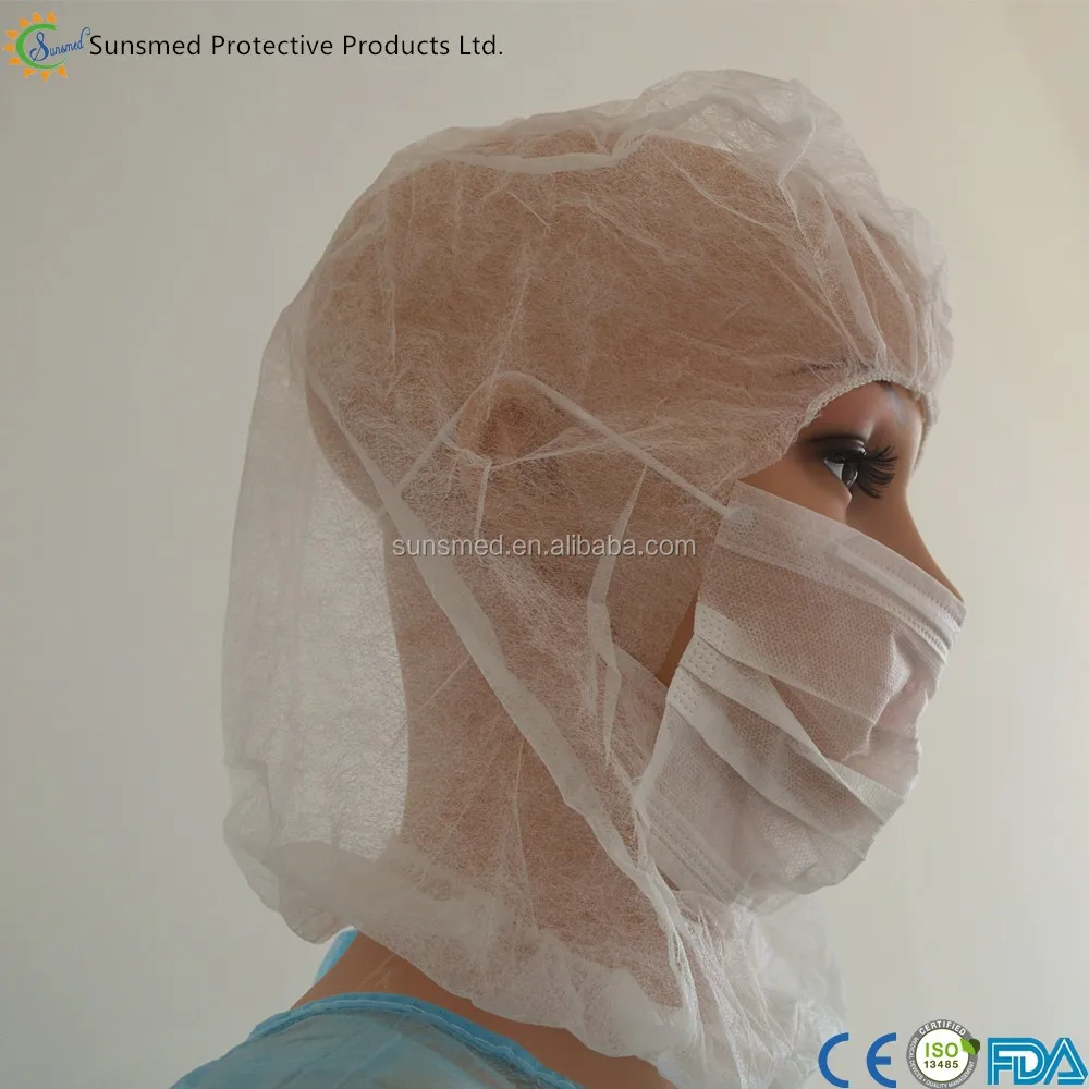 Disposable Doctor Caps With Face Mask Surgeon Hood Head Cover