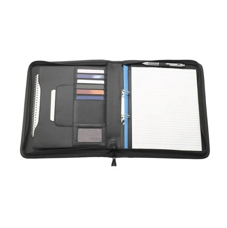 Customize Different Designs A4 A5 Leather Zipper Portfolio With Notepad ...