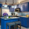 Sky blue custom new american kitchen design for home kitchen cabinet foshan made