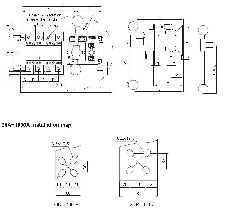 Transfer 1250A 3 Position Switch/ ATS For Generator/Auto Changeover ...