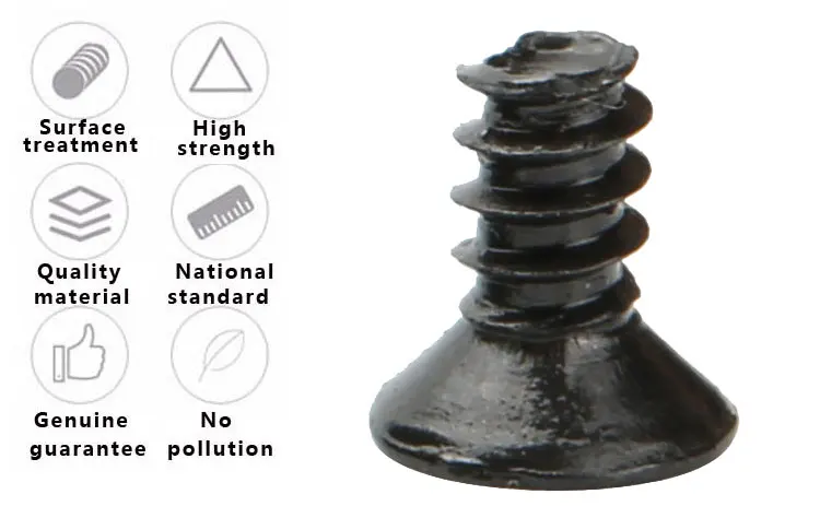 M1 M2 Small Screw Flat Head Phillips Carbon Steel Black Zinc SSD Screws