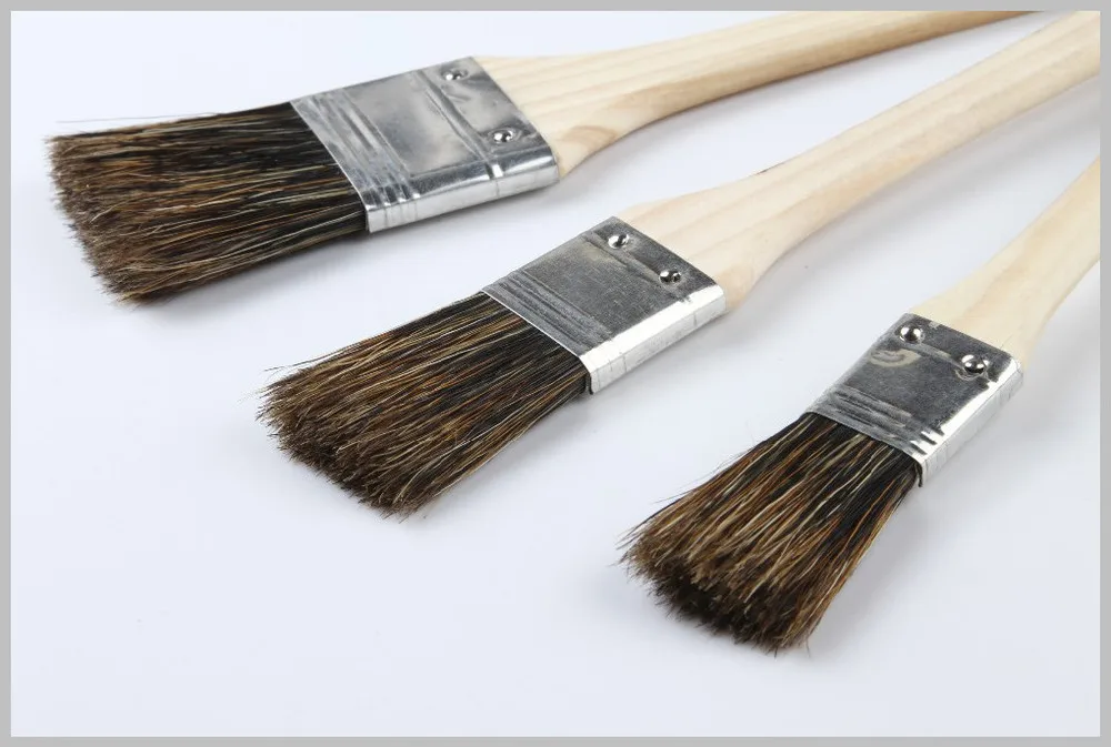 S41 Hog/bristle Hair Paint Brush Solid Wood Handle Paint Brush With