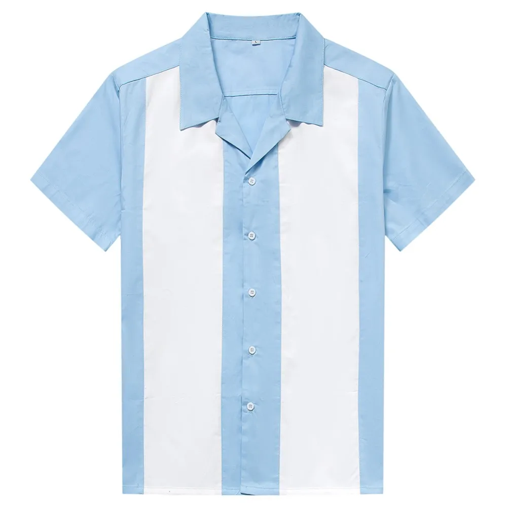 Wholesale Sky Blue Color Mens Shirt Half Sleeve Vintage Retro Clothing ...