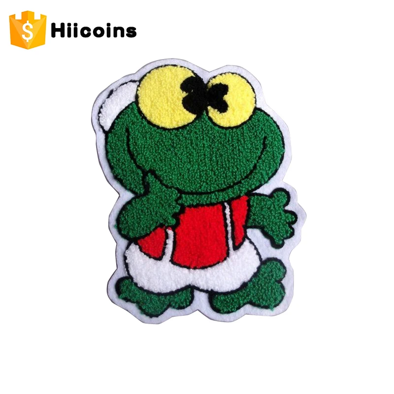 Frog Childrens Soft Felt//Embroidered Iron On Applique Patch Set Of 2 SMALL