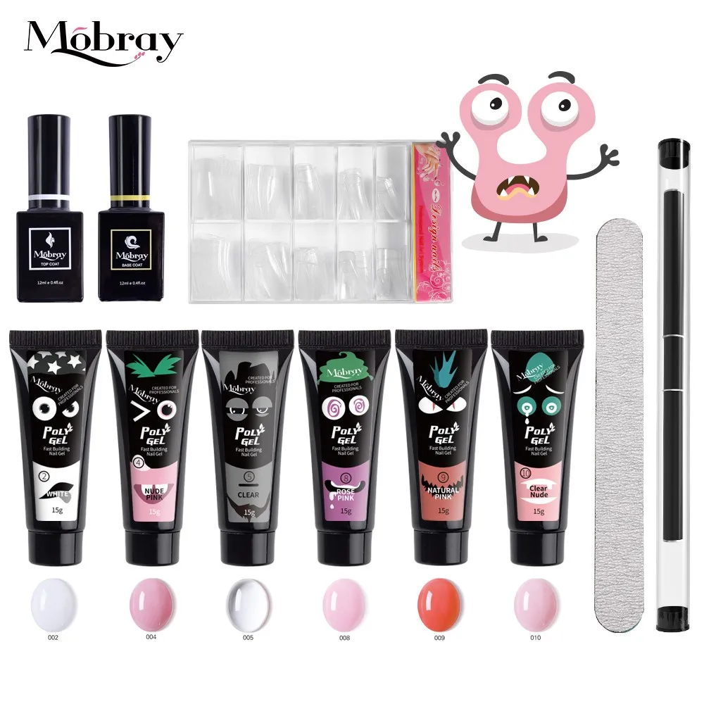 Mobray Uv Led Curable Master 15ml 6 Pieces Kit Top Base Coat Builder