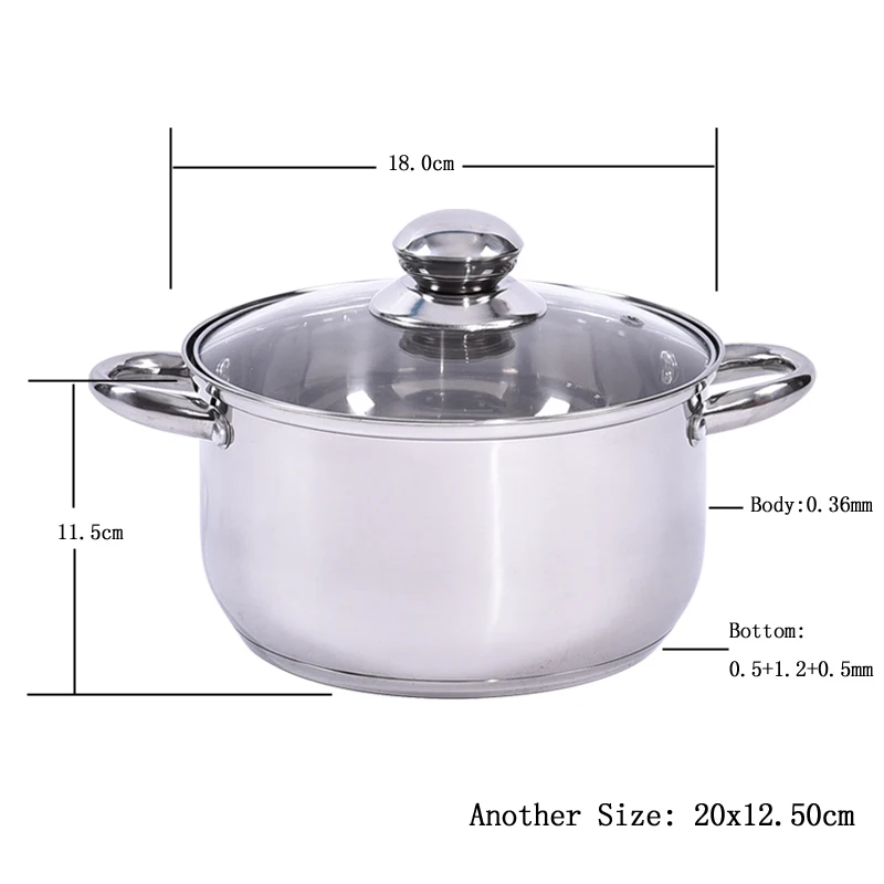 Sku Induction 20cm Double S/s Handle Kitchen Saucepan Stainless Steel