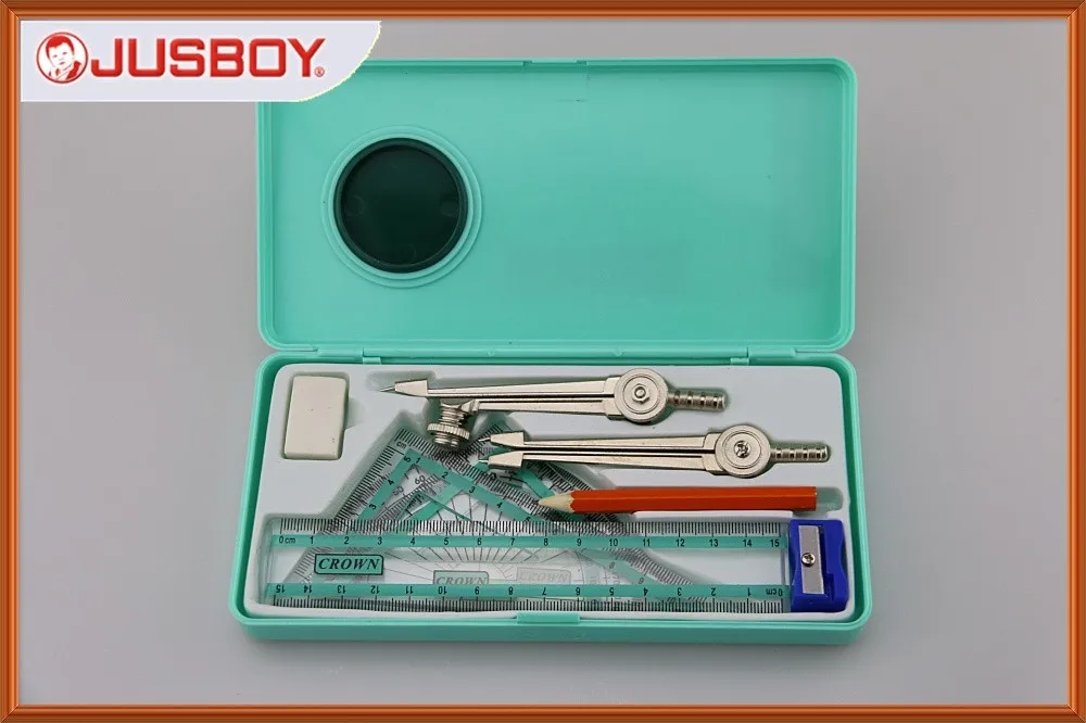 Plastic Geometry Box For Student Math Class With Compass & Divider