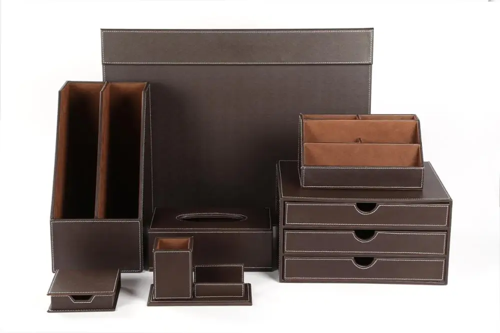 Leather Office Supplies Luxury Brown Business Leather Office Stationery ...