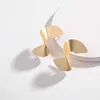 Popular Matte Gold Silver Plating Cooper Brass Geometric Fold Over Big Stud Earrings