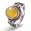 Original Silver Natural Chalcedony gem stone ring