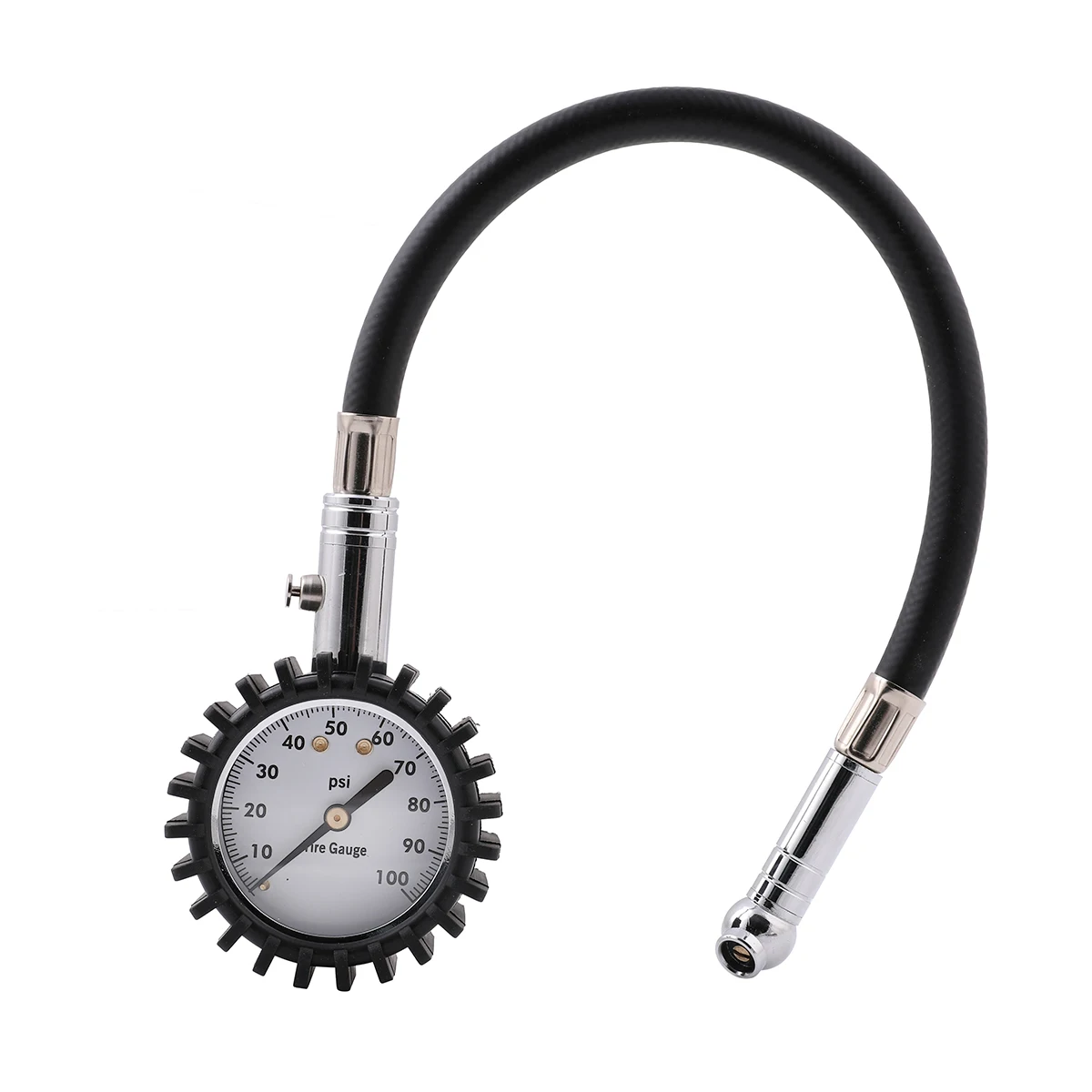 Car Tire Pressure Gauge With Hose And Chuck Glow In Dark Dial Tire
