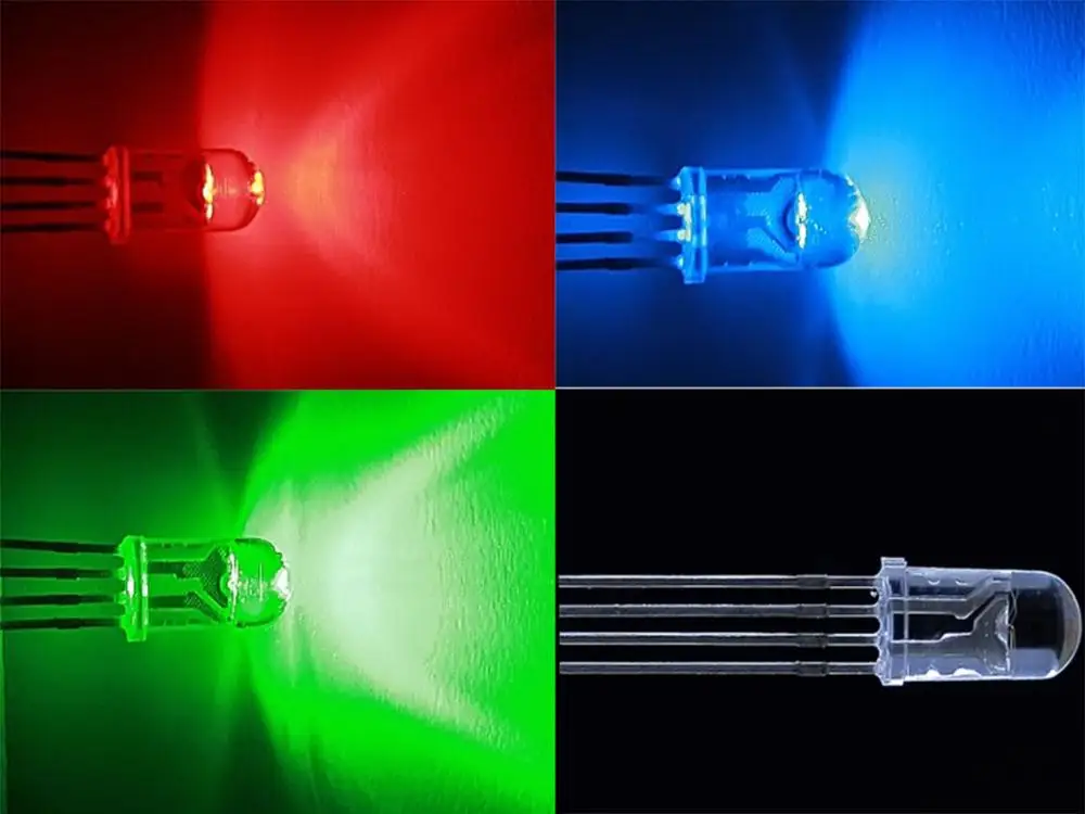 S472-10 pièces DEL 5 mm RGB 4 Pin diffuse rouge vert bleu commun Anode plus 