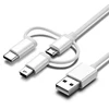 Universal 3 in 1 Multiple USB Charging Cable Cord Adapter with 8Pin Plug/Type C/Micro Connector Ports