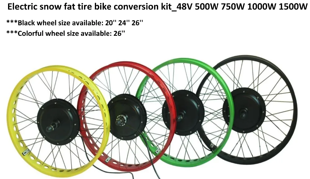 Ebike Conversion Kit 26 48V 750W 1000W 1500W Regeneration Electric Snow Fat Tire 