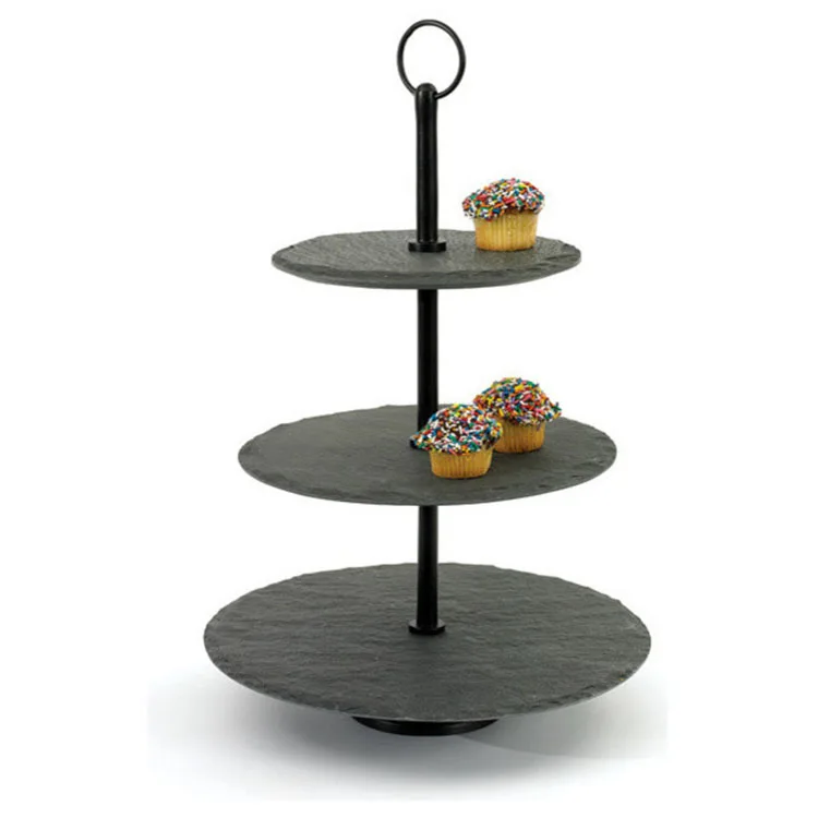 Revolution Stone Slate Dessert 3 Tiered Serving Tray - Buy 3 Tiered ...