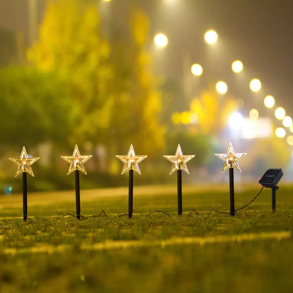 Home 5 Led Star Solar Light Outdoor Garden Romantic Dreamlike Christmas Holiday Home Garden Star