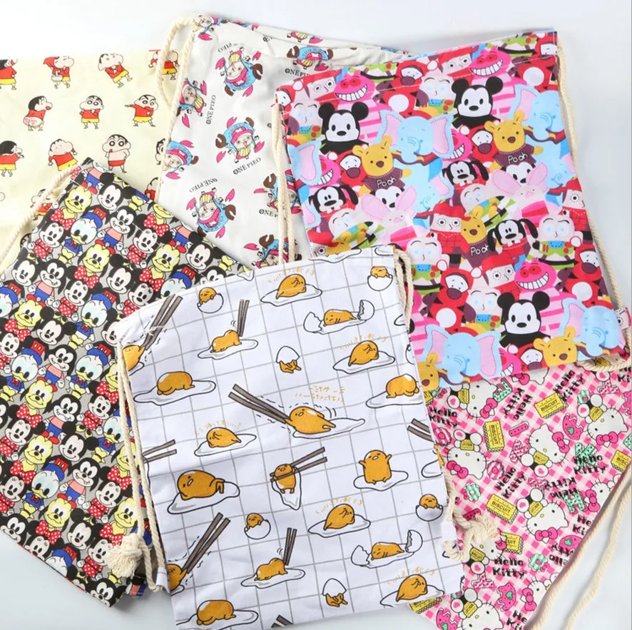 tsum Mickey Minnie gudetama canvas tote bag big bucket burden casual everyday bags Backpacks 20160502