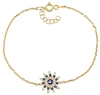 925 Sterling Silver Gold Sun Shaped Evil Eye Bracelet