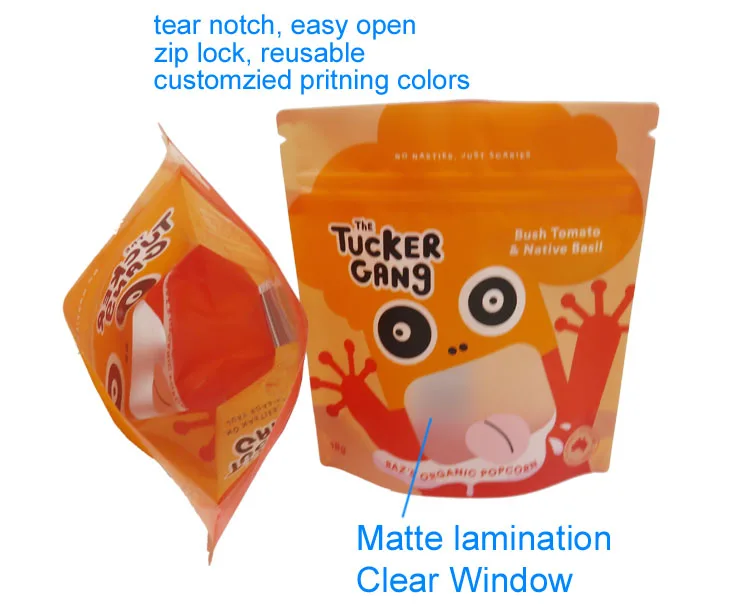 Heat Seal Popcorn Bag Sealable Plastic Zip Lock Custom Print Popcorn