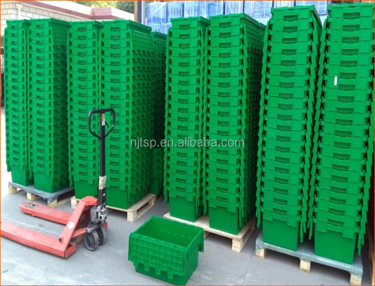 Stackable Nestable Plastic Moving Tote With Attached Lid Buy Plastic