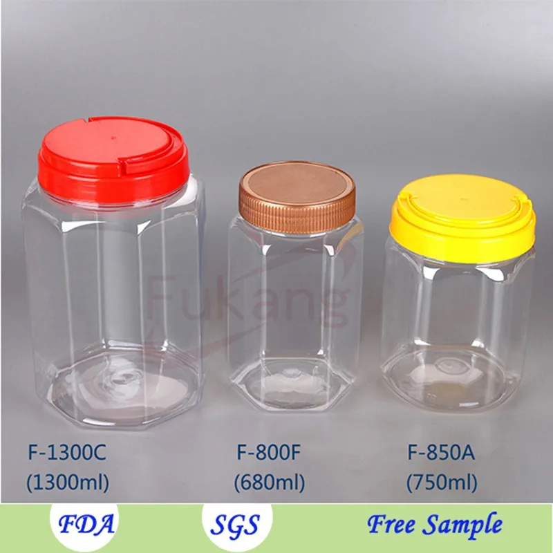 800ml Clear Pet Plastic Cookie Jar Hexagon Jar Bottle For Food Buy