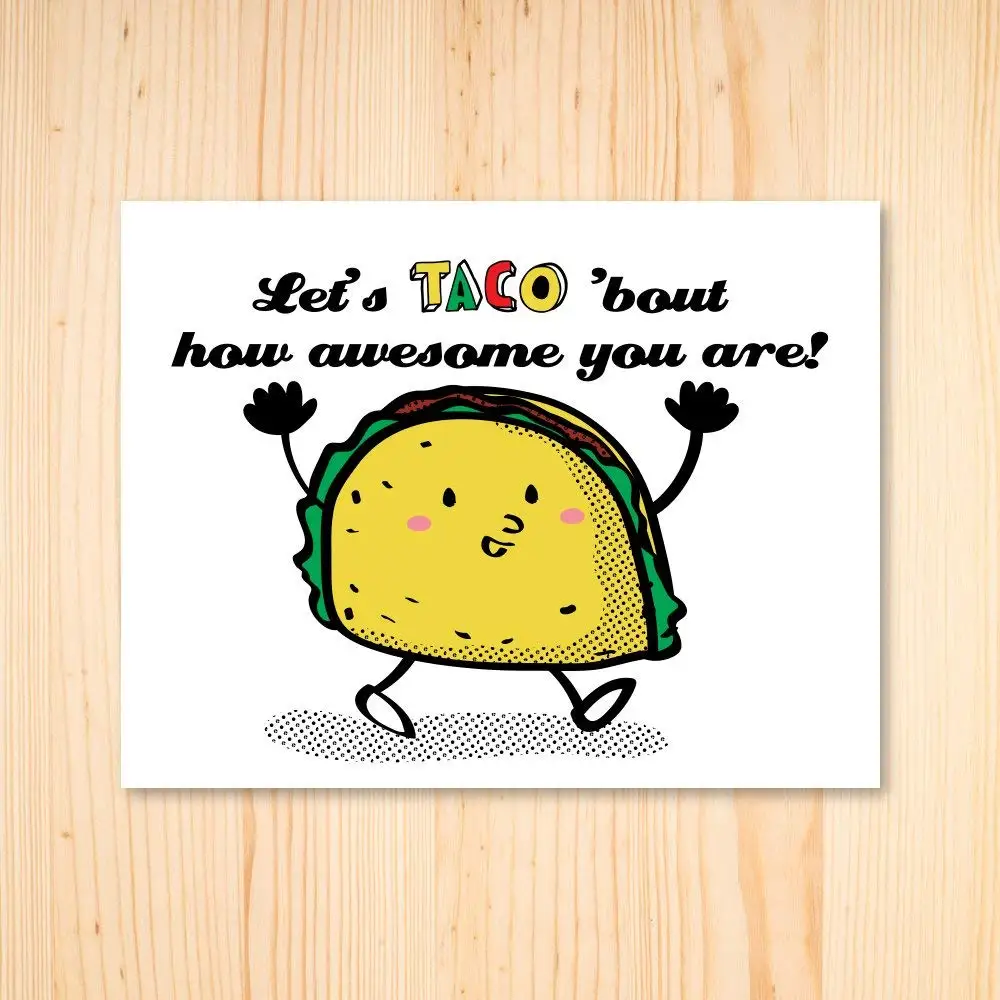 Food Pun Greeting Card, Anniversary Card Love Card, Pun Card, Taco Art, Boy...