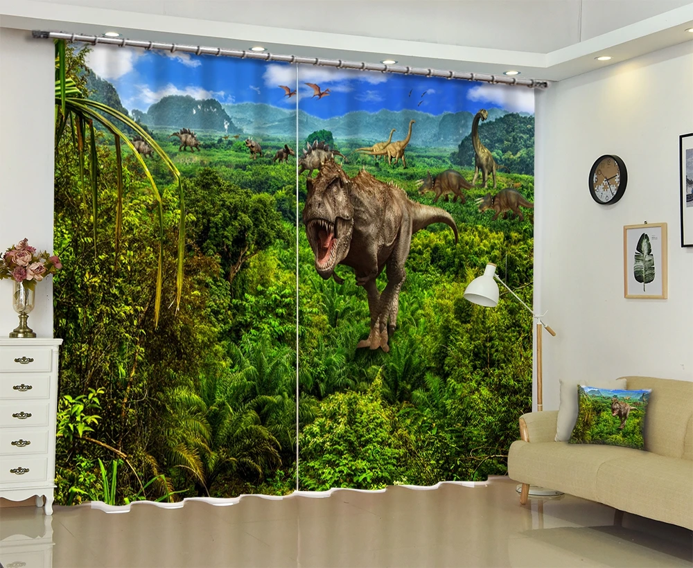 Bosque dinosaurios mundial 3D paisaje cortinas de alta calidad