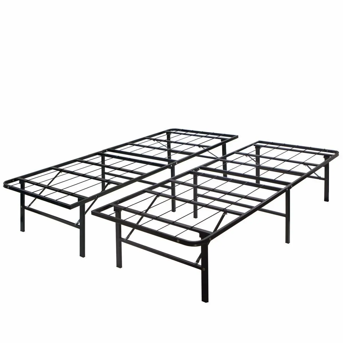Modern King Size Bi-fold Folding Platform Metal Bed Frame Mattress Foundation
