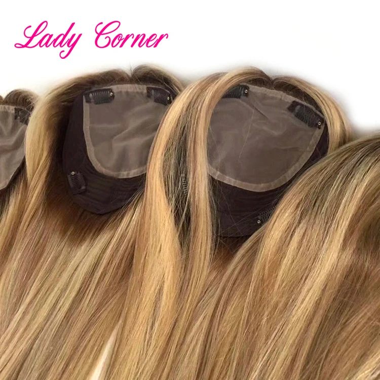 Natural Black Full Lace Silk Top Human Hair Topper,Women Human Hair Topper,Human Hair Toppers