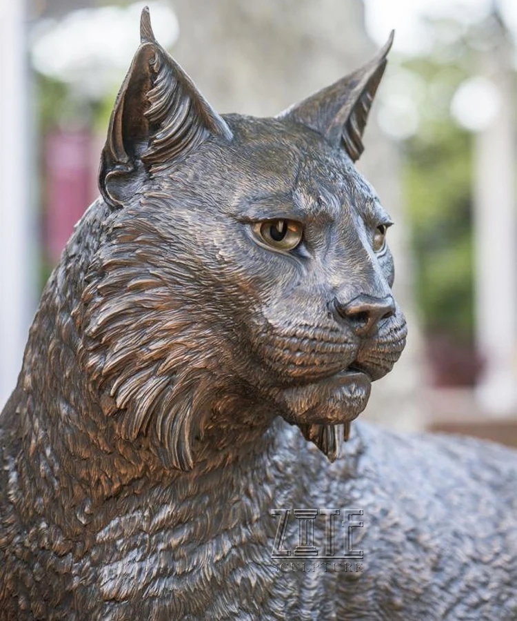 花园装饰金属黄铜动物雕塑青铜山猫雕像