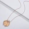 Fashion jewelry alloy long chain golden shell with stone pendant necklace for women