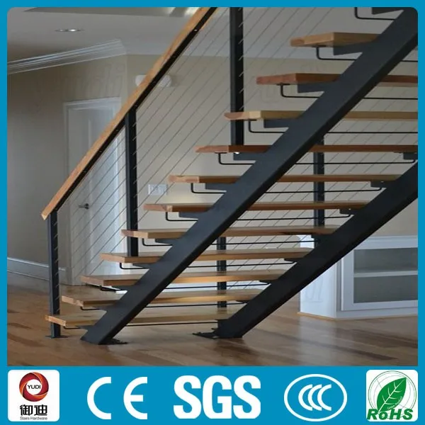 Modular Residential Steel Double Beam Decorative Interior Wood Stairs ...