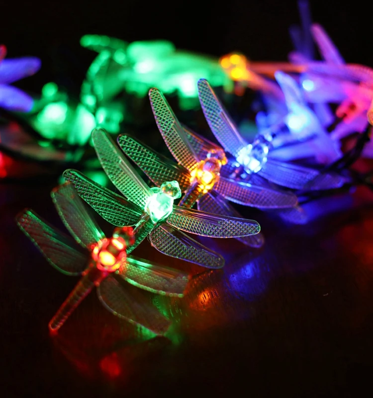 10 Led Outdoor Solar Dragonfly String Lights For Christmas Party