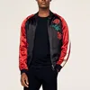 contrast raglan sleeve embroidery bomber jacket