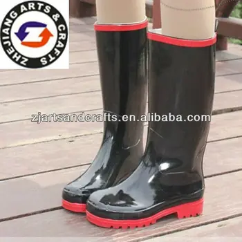 red and black rain boots