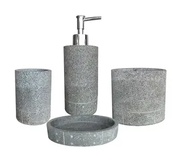 Gorgeous Grey Cement Bathroom Accessories Set 4pcs Concrete Bath Gorgeous Grey Cement Bathroom